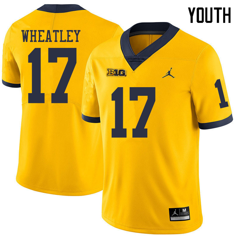 Jordan Brand Youth #17 Tyrone Wheatley Michigan Wolverines College Football Jerseys Sale-Yellow